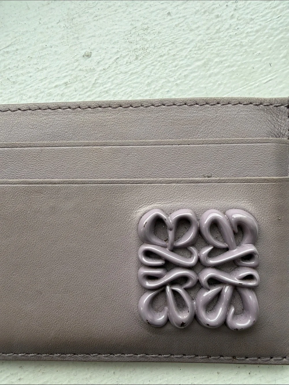 Leather Card Holder with Decorative Knot Detail - Taupe